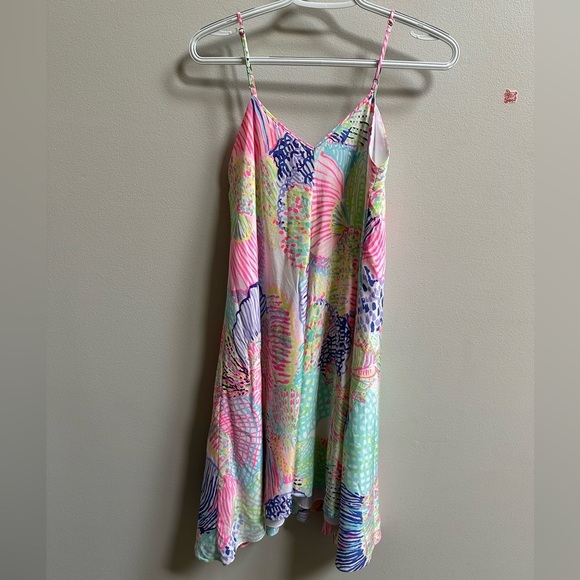 Lilly Pulitzer Clara Silk Roar Of the Seas Asymmetric Hem Slip Dress Women’s XS - Picture 11 of 16